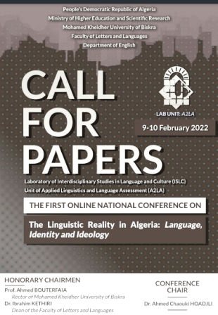 The First Online National conference on : The Linguistic Reality in Algeria : Language Identity and Ideology